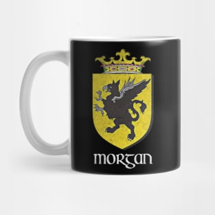 Morgan Name / Faded Style Family Crest Coat Of Arms Design Mug